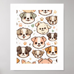 Happy Niedlich Puppies Pattern Poster