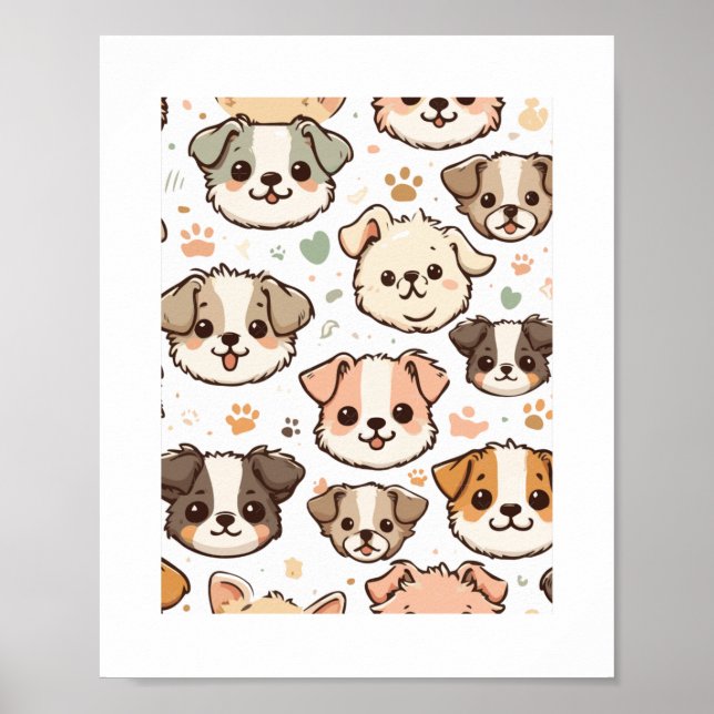 Happy Niedlich Puppies Pattern Poster (Vorne)
