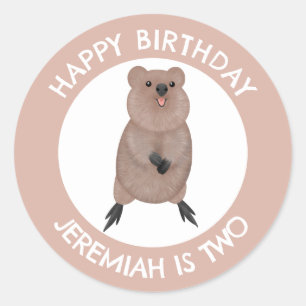 Happy niedlich Quokka personalisierter Cartoon Geb Runder Aufkleber
