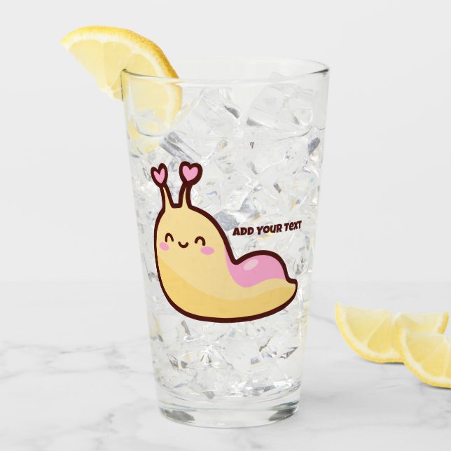 Happy Niedlich Slug Personalisiert Glas (Vorderseite Ice)
