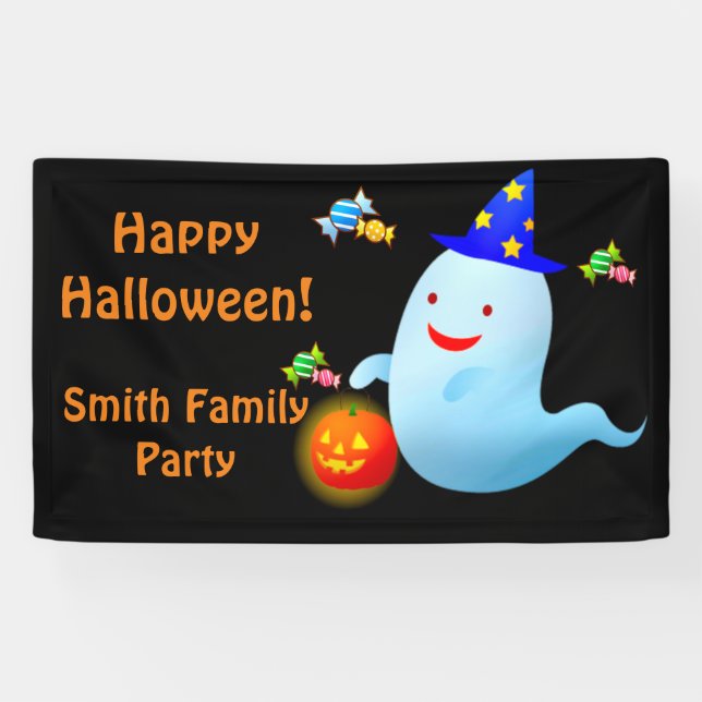 Happy Niedlich Trick oder Treff Halloween Ghost Banner (Horizontal)