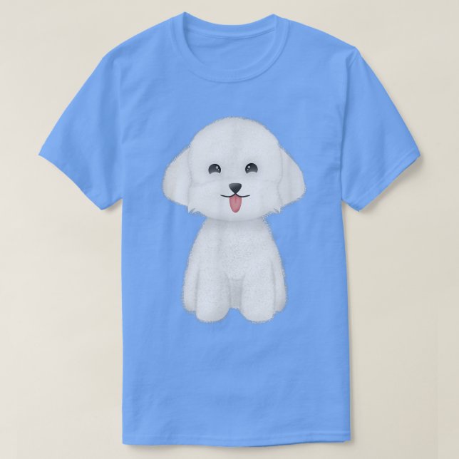 Happy Niedlich White Dog T-Shirt (Design vorne)