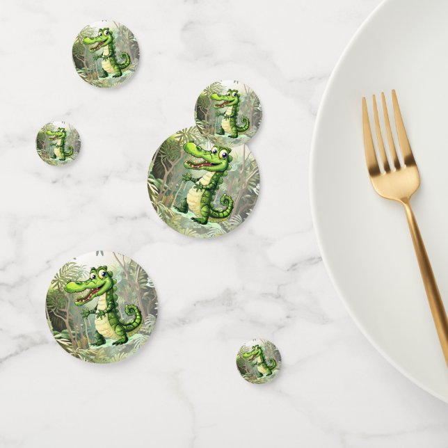 Happy Niedlich Wild Crocodile Jungle Trees Schöne Konfetti (Gruppe)