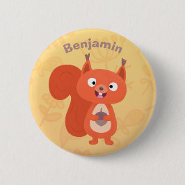 Happy niedliche Red Eichhörnchen Cartoon Illustrat Button