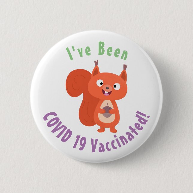 Happy niedliche Red Eichhörnchen Cartoon Illustrat Button (Vorderseite)