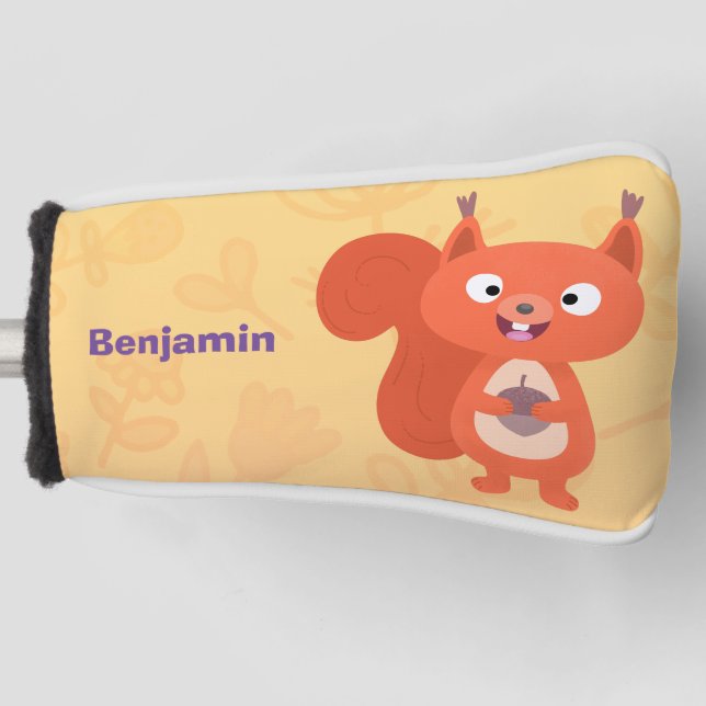 Happy niedliche Red Eichhörnchen Cartoon Illustrat Golf Headcover (Vorderseite)