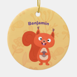 Happy niedliche Red Eichhörnchen Cartoon Illustrat Keramik Ornament