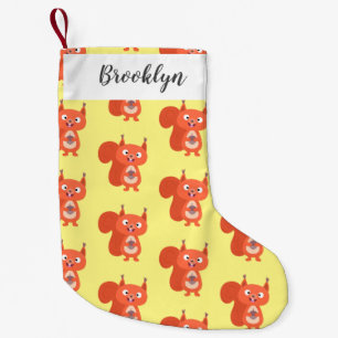 Happy niedliche Red Eichhörnchen Cartoon Illustrat Kleiner Weihnachtsstrumpf