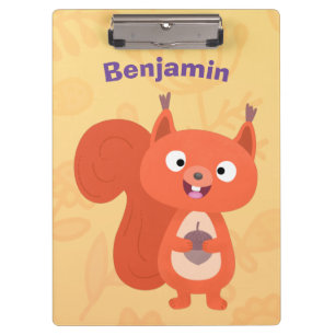 Happy niedliche Red Eichhörnchen Cartoon Illustrat Klemmbrett