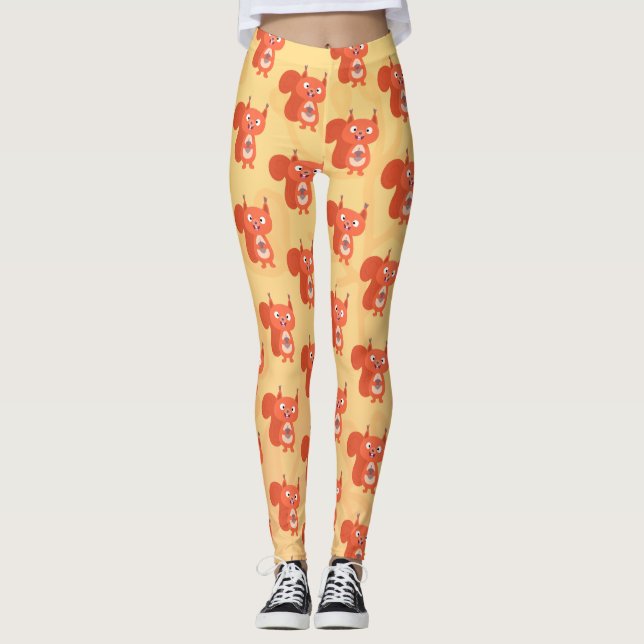 Happy niedliche Red Eichhörnchen Cartoon Illustrat Leggings (Vorderseite)