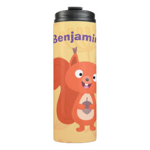 Happy niedliche Red Eichhörnchen Cartoon Illustrat Thermosbecher
