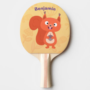 Happy niedliche Red Eichhörnchen Cartoon Illustrat Tischtennis Schläger