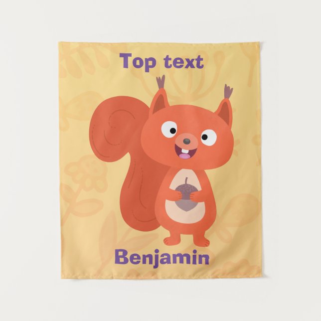 Happy niedliche Red Eichhörnchen Cartoon Illustrat Wandteppich (Vorderseite)