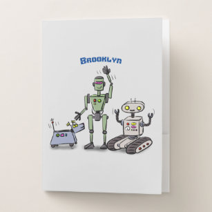 Happy niedliche Roboter Trio-Cartoon Bewerbungsmappe