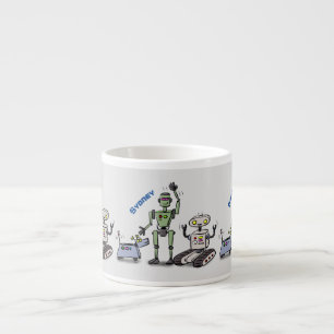 Happy niedliche Roboter Trio-Cartoon Espressotasse