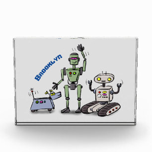 Happy niedliche Roboter Trio-Cartoon Fotoblock