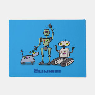 Happy niedliche Roboter Trio-Cartoon Fußmatte