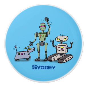 Happy niedliche Roboter Trio-Cartoon Keramikknauf