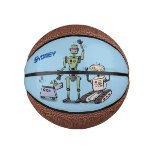 Happy niedliche Roboter Trio-Cartoon Mini Basketball