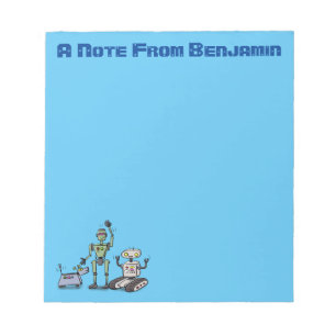 Happy niedliche Roboter Trio-Cartoon Notizblock