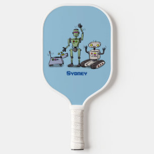 Happy niedliche Roboter Trio-Cartoon Pickleball Schläger