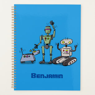 Happy niedliche Roboter Trio-Cartoon Planer