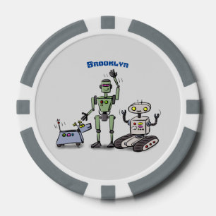 Happy niedliche Roboter Trio-Cartoon Pokerchips