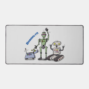 Happy niedliche Roboter Trio-Cartoon Schreibtischunterlage