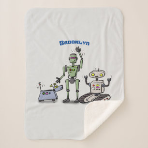 Happy niedliche Roboter Trio-Cartoon Sherpadecke