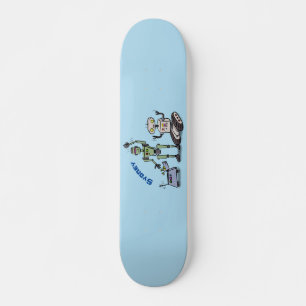 Happy niedliche Roboter Trio-Cartoon Skateboard