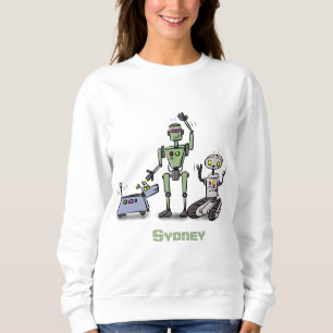 Happy niedliche Roboter Trio-Cartoon Sweatshirt