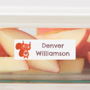 Happy niedliche Rote Eichhörnchen Cartoon personal Etiketten