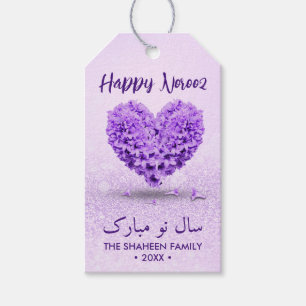 Happy Norooz Lila Lovely Hyacinth Heart Bouquet Geschenkanhänger