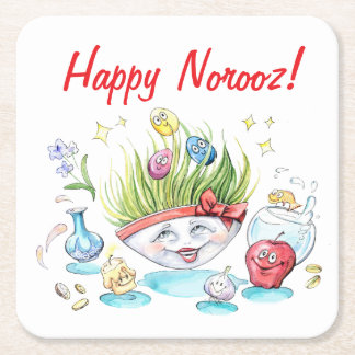 Happy Noroz Haft Sin lustigen Tisch Rechteckiger Pappuntersetzer