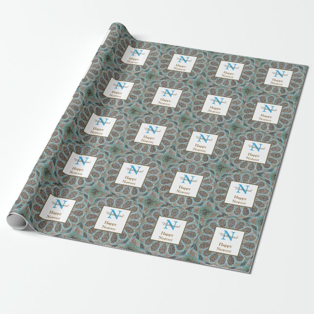 Happy Noroz Persian New Year Monogram Initial Geschenkpapier (Ungerollt)