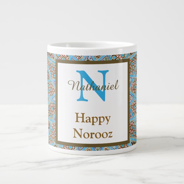 Happy Noroz Persian New Year Monogram Initial Jumbo-Tasse (Vorderseite)