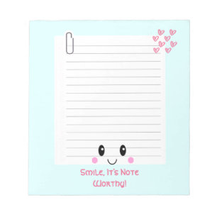 Happy Notes Blue: Kawaii Notepad Notizblock