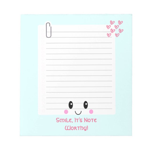 Happy Notes Blue: Kawaii Notepad Notizblock (Vorderseite)
