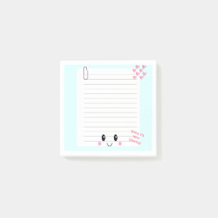 Happy Notes Blue: Kawaii Sticky Notes Post-it Klebezettel