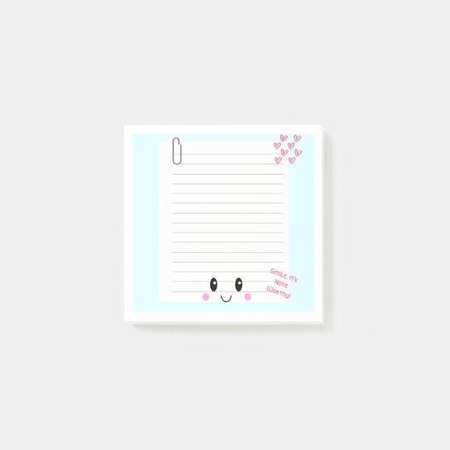 Happy Notes Blue: Kawaii Sticky Notes Post-it Klebezettel (Vorderseite)
