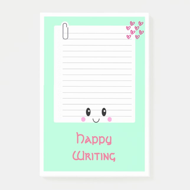 Happy Notes Green: Kawaii Post - It Notes Post-it Klebezettel (Vorderseite)