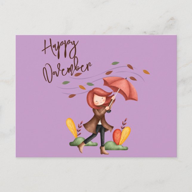 Happy November anpassbar Postkarte (Vorderseite)