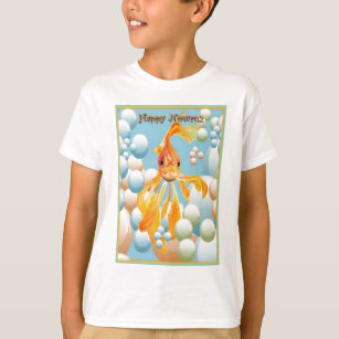 Happy Nowruz Goldfish in Pastelblasen T-Shirt