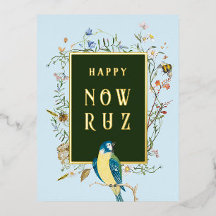 Happy Nowruz Songbird Foil Postcard Folien Feiertagspostkarte