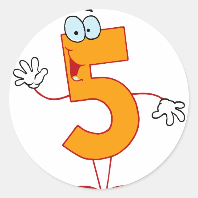 Happy Number 5 Runder Aufkleber (Vorderseite)