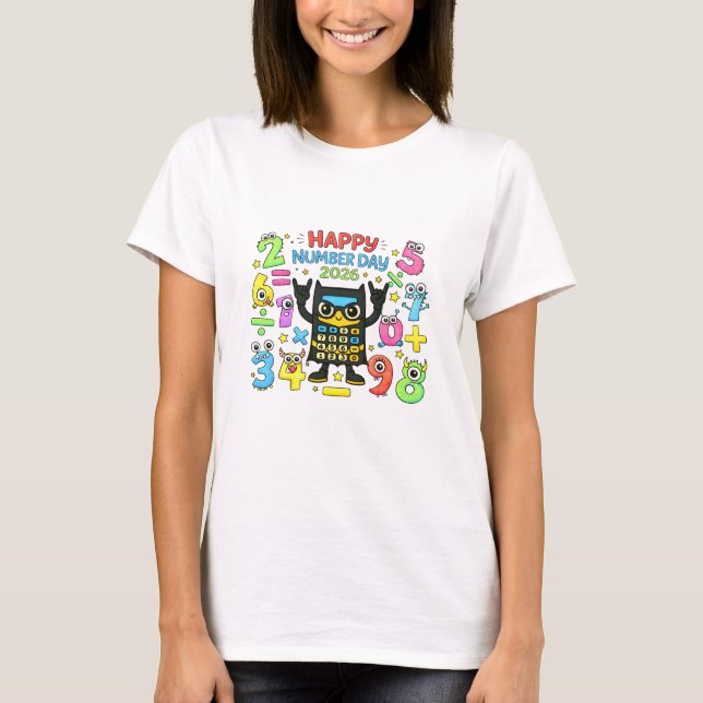 Happy Number Day Cute Calculator Math T Shirt (Vorderseite)