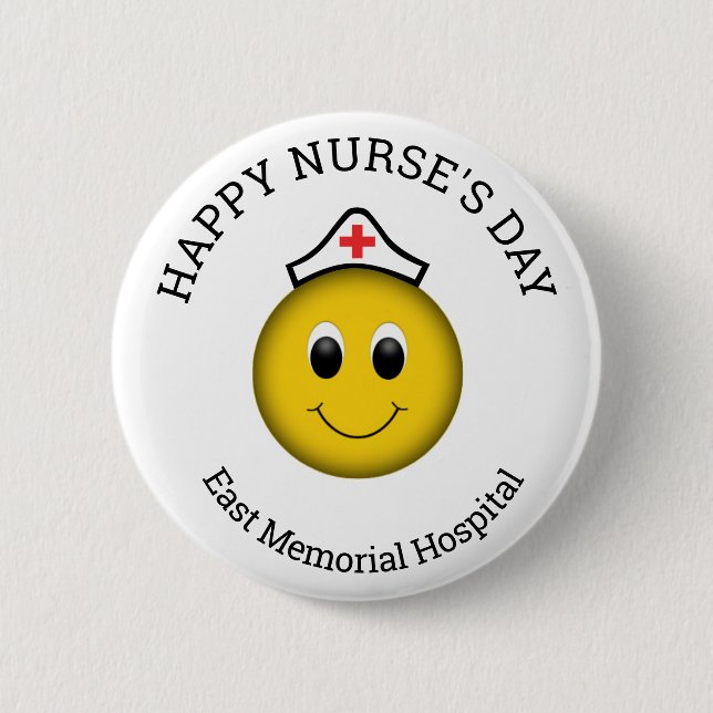 Happy Nurse Day Hospital Name Pinback Taste Button (Vorderseite)