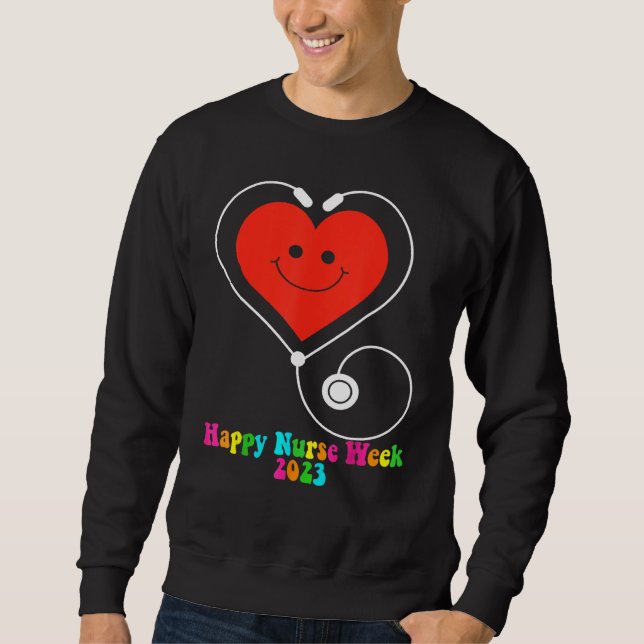 Happy Nurse Week 2023 Smiling Heart Groovy Style 1 Sweatshirt (Vorderseite)