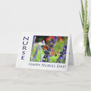 Happy Nurses Day Butterfly und Blume Karte