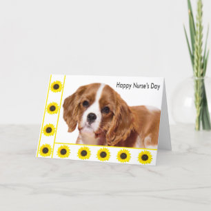 Happy Nurse's Day Cavalier King Puppy Sunflowers Karte